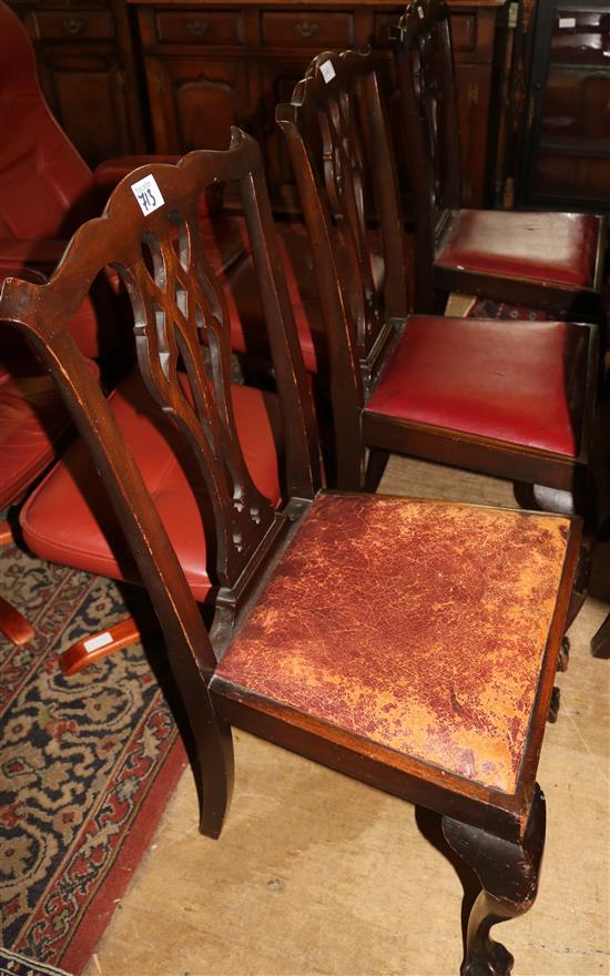 Set 5 Chippendale style dining chairs